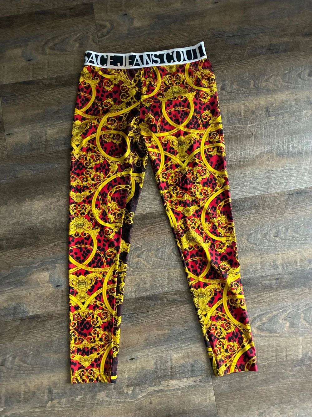 Couture Jeans Colorblocked Baroque Leggings - Yellow & Red